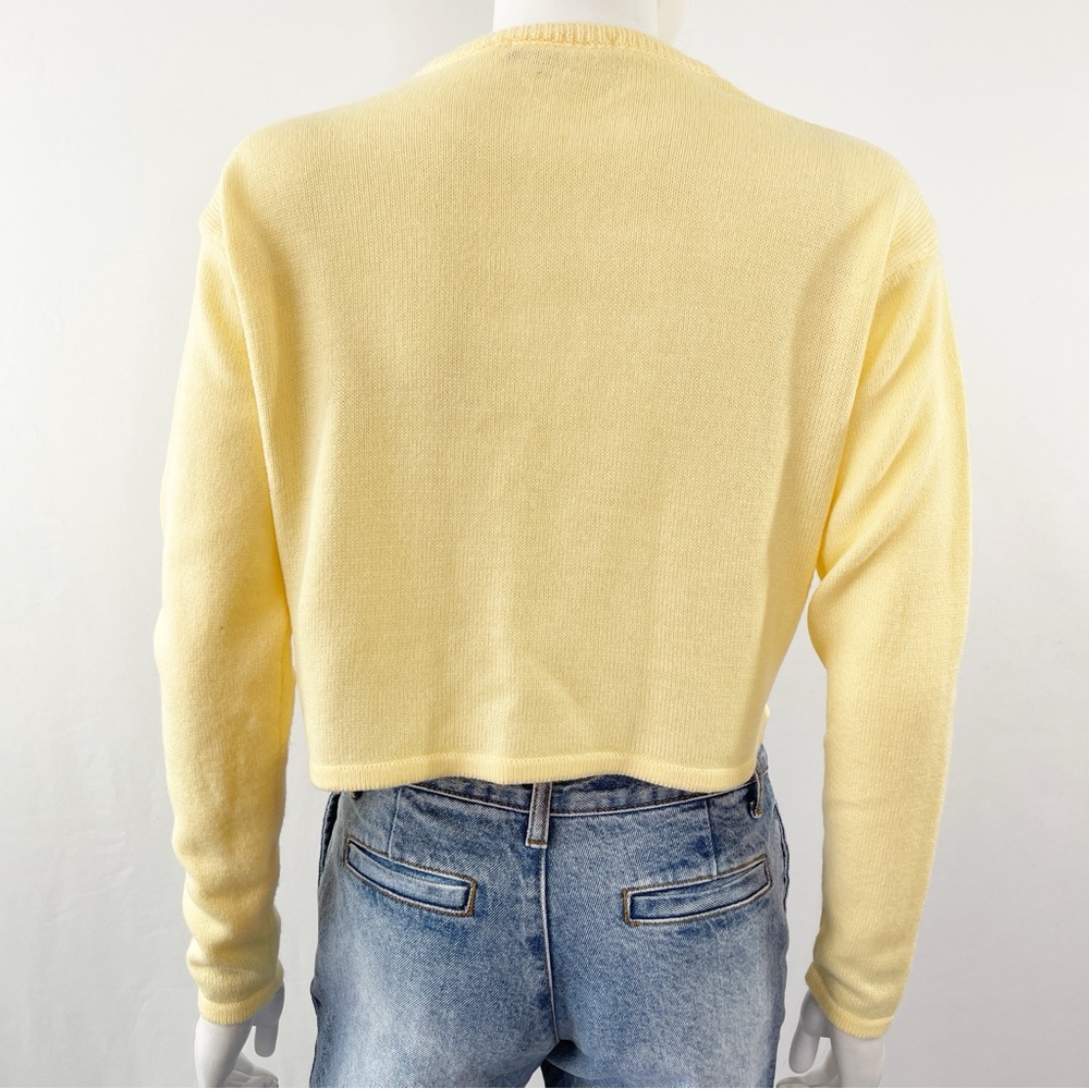 Brandy Melville Yellow Long Sleeve Cropped Knit Sweater - Picture 7 of 10
